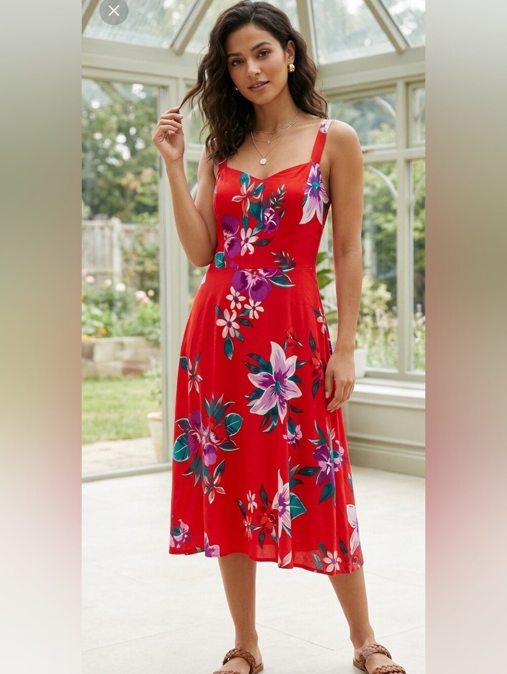 Old Navy extra small Cami dress red Floral